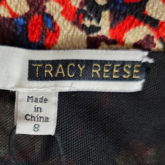 Tracy Reese Silk Multicolor Dress With Bell Sleeves Size 8 - Picture 11 of 13